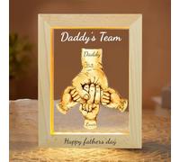 Fathers Day Daddy's Team Fist Bump Light Gift, Personalized Acrylic Daddy Fist Bump LED Night Light, Custom Dad Fist Bump Gift, Father's Day Christmas Birthday Gifts for Daddy, Grandpa (Style-09)