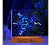 Fathers Day Daddy's Team Fist Bump Light Gift, Personalized Acrylic Daddy Fist Bump LED Night Light, Custom Dad Fist Bump Gift, Father's Day Christmas Birthday Gifts for Daddy, Grandpa (Style-04)