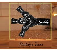 Fathers Day Daddy's Team Fist Bump Light, Personalized Acrylic Daddy LED Night Light, Custom Dad Gift, Father's Day & Birthday Gift for Dad & Grandpa (Style-03)