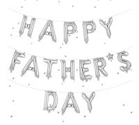 Fathers Day Decorations Balloons Banner Bunting, Happy Fathers Day Decorations, 16" Foil Letter Hanging Decoration, Waterproof Party Kit for Dad's Celebration for Father's Days Party (silver)