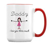 Father's Day Gift, Daddy I Love You This Much, Gift for Daddy, Funny Mug for Papa, Best Dad Mug, Coffee Tea Mug Unique 15oz Ceramic Mug. (Red Inside)