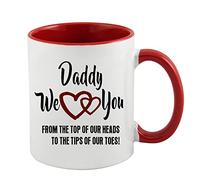 Father's Day Gift, Daddy we Love You, Gift for Daddy, Funny Mug for Papa, Best Dad Mug, Coffee, Tea 11oz Inside Coloured Ceramic Mug. (Red)