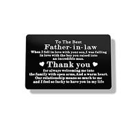 Fathers Day Gift Father in Law Gift from Daughter In Law Father of the Groom Presents from Bride Engraved Wallet Card for Stepfather Metal Wallet Insert Card Christmas Birthday for Him