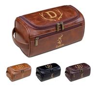 Father's Day Gift for Dad, Custom Leather Toiletry Bag, Personalized Travel Kit for Men, Engraved Grooming Kit for Husband, Grandpa, Birthday & Christmas