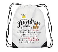 Father's Day Gift For Super Grandpa, Birthday Gift, For GrandFather, Gramps Gift, Grandad Drawstring Bag, Gym, Sports Bag.