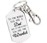 Fathers Day Gift Keychain, To The World You Are A Dad, But To Our Family You Are The World Key Ring Jewelry Present For Men Dad Birthday Gift For Daddy From Daughter SonFashion Processed