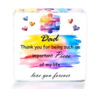 Father's Day Gifts, Dad Gifts from Daughter, Square Colourful Puzzle Acrylic Plaque Dad Birthday Gifts, Daddy Presents on Christmas Father Birthday Home Decoration