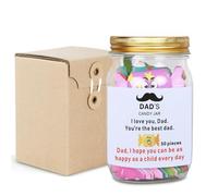 Father's Day Gifts For Dad, Birthday Gifts For Dad From Daughter, Son - New Dad Gift, Candy Card Jar For Dad -Thanks, praise, positive encouragement Jar with 50 Candy Card