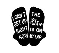 Father's Day Gifts from Daughter Son Non-Slip Funny Socks for Men Women I Can'T Get Up Right Now The Cat Is On My Lap Cotton Novelty Socks Birthday Presents for Men Daddy Grandpa Husband Boyfriend