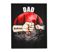 Father's Day Gifts Gifts for Dad Birthday Gifts Dad Personalized Wooden Plaques 2-8 Names Dad Grandpa Room Decorations Wood Board Painting Thanksgiving Birthday Christmas (B-2 name)