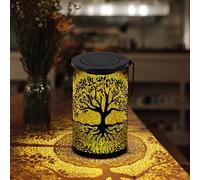 Father's Day Gifts Solar Lanterns Outdoor Waterproof Hanging Tree of Life Lantern Metal Solar Powered Table Lamp Garden Decor for Outside Patio Yard Front Porch, Gifts for Women Mom Father