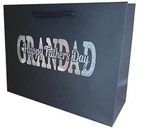 Fathers Day Grandad Gift Bag - Holographic Glitter Gift Bag with Rope Handles and Tissue Paper (Large)