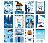 Fathers Day Greeting Cards,The Best Dad Blank Cards And Envelopes 12 PCS With 18 PCS Stickers,Happy Father's Day Party Invitation Cards Multipack For Fathers Day Daddy Papa Birthday Party