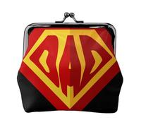Father's Day Icon Superman Dad Women's Leather Kiss Lock Pouch - Stylish Small Zipper-Free Wallet for Coins, Cards, Makeup & Essentials - Compact & Lightweight Design for Daily Use, Travel & Gifting