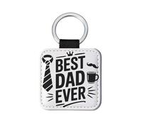 Fathers Day Keychain Best Dad Keyring from Son Leather Key Ring for Daddy Car Key Ring Leather Backpack Ornaments, Daddy Gifts from Daughter Birthday Present for Men Fathers Day, Square