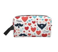 Fathers Day Love Dad Print Makeup Bag, Portable Travel Makeup Pouch, Toiletry Organizer, Large Make Up Bag For Women