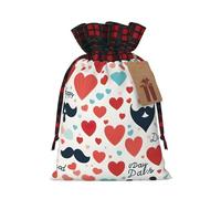 Fathers Day Love Dad Print Xmas Drawstring Gift Bags Reusable Christmas Bags Birthday For Wrapping Needs