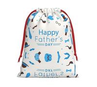 Fathers Day Love Dad Printing 11.8x15.8in Drawstring Gift Bag With Red Ribbon Closure For Halloween Xmas,For Adults Gifting