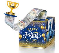 Fathers Day Money Box for Cash Gift Pull, Money Pull Box Gift Best Dad Ever Surprise, Funny Fathers Day Money Pull Box, Happy Fathers Day Box for Cash with Pull Out Card DIY Set from Daughter Son