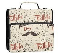 Father's Day Moustache 1.5-Inch 3-Ringing Portable Home Travel Storage Bag with Shoulder Strap & Handle Includes Zip