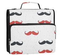 Father's Day Moustache 1.5-Inch 3-Ringing Sturdy Zipper Binder with Shoulder Strap & Handle Multi-Pocket for School