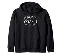 Fathers Day Mr Break it Funny Dad Daddy Papa Matching Men Zip Hoodie