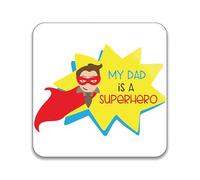 Fathers Day My Dad is A Superhero - Pack of 10 Square Stickers - 55mm x 55mm