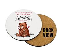 Fathers Day My Fingers May Be Small But I Can Still Wrap Daddy Birthday, Father, Dad Tableware, Coffee/Tea/Drink Coaster. (Round Shaped Coaster)