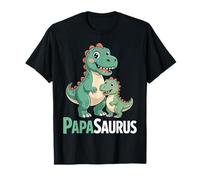 Father's Day Papasaurus Funny Dino Kids Dad Black T-Shirt