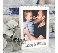 Father's Day Personalised Photo Plaque for Daddy | Custom Building Blocks Display | Daddy & Name Gift | Unique Picture Block Display For Him | Grandad & Me Gifts (Black)