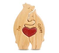 Father's Day Personalized Wooden Bear Family Puzzle with 2-6 Names Puzzle Custom Sculpture Home Decor Gift for Dad Mom Housewarming Birthday Mother's Day (2 Names)