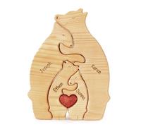 Father's Day Personalized Wooden Bear Family Puzzle with 2-6 Names Puzzle Custom Sculpture Home Decor Gift for Dad Mom Housewarming Birthday Mother's Day (4 Names)