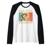 Father's Day Present Funny Fishing Reel Cool Granddad Raglan Baseball Tee