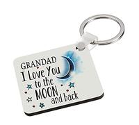 Fathers Day themed I Love You to The Moon & Back Secret Santa Birthday Key Ring Keychain MDF Key ring Keepsake, Family, Sentimental present. (Granda)