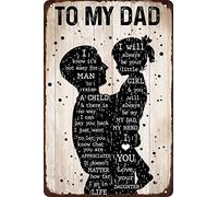Father's Day Tin Sign - I Know It's Not Easy for a Man to Raise a Child - Gift for Dad from Daughter - Birthday Present - Wall Art Metal Plaque - Retro Bedroom Decor - 8x12 Inch