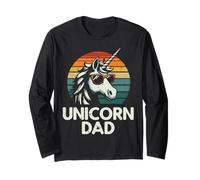 Fathers Day Unicorn Dad Retro Daddy Papa Dadacorn Family Men Long Sleeve T-Shirt