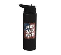 Father's Day USA American Flag Best Dad Ever Stainless Steel Insulated Water Bottle