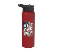 Father's Day USA American Flag Best Dad Ever Stainless Steel Insulated Water Bottle