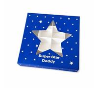 Fathers Day Window Gift Box 15 x 15 x 3.5cm | Super Daddy Sweet & Chocolate Packaging | Food Safe Empty truffle Boxes Favour Boxes (25 Boxes, White Blue Medal- 9 Grid Inserts)