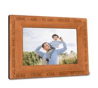 Father's Day Wooden Photo Frame With Support - Caring Kind My Hero - Rustic Tabletop Picture Frame Fits 4"x6" Photo With Gift Box - Father's Day Birthday Keepsake Gift(Horizontal) - A02