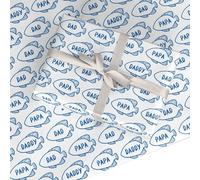 Fathers Day Wrapping Paper Blue Fish - Birthday Gift Wrap for Dad Daddy Papa, Premium Ocean Design for Men, 95gsm Semi Gloss FSC Paper Made in UK by Dyefor - 2 Sheets (50x70cm)