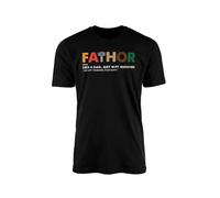 Fathor T-Shirt Top Tee - Black White Novelty Father's Day Dad Father Daddy Thunder Lightning Thor Norse God Hammer Odin Mythology Viking Myth Gift Present