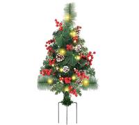 fatiaou LED Christmas Tree - 60 cm with 20 LED Lighting and Red Berries and Pine Cones Christmas Decoration - Patio Christmas Tree | For Garden Patio Entrance Path Outdoor Celebration