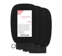 Fatima's Garden Exfoliating Kessa Gloves - Natural Spa Scrubbers, Black (3 Gloves)