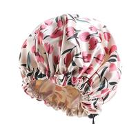 Fatisha Boutique Adjustable Double-Layered Reversible Tulips Blue Satin Silk Bonnet Cap for Hair Protection - Premium Sleep Cap for All Hair Types