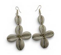 Fatisha Boutique African Cowrie Shell Star Drop Earrings, Handmade Brass Statement Jewellery