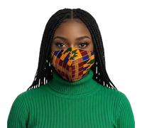 Fatisha Boutique African Elegance Reusable Face Mask with PM2.5 Filter Pocket, Double-Layer Ankara Print Fabric, Traditional Pattern Design, 2 Filters Included (Two)