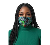 Fatisha Boutique African Elegance Reusable Face Mask with PM2.5 Filter Pocket, Double-Layer Ankara Print Fabric, Traditional Pattern Design, 2 Filters Included (Three)