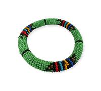 Fatisha Boutique Handmade African Beaded Bangles - Authentic Multicolor Stackable Bracelet | Ethnic Tribal Jewelry for Women & Men | One Size Fits Most (Green)
