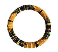 Fatisha Boutique Handmade African Beaded Bangles - Authentic Multicolor Stackable Bracelet | Ethnic Tribal Jewelry for Women & Men | One Size Fits Most (Light Orange)